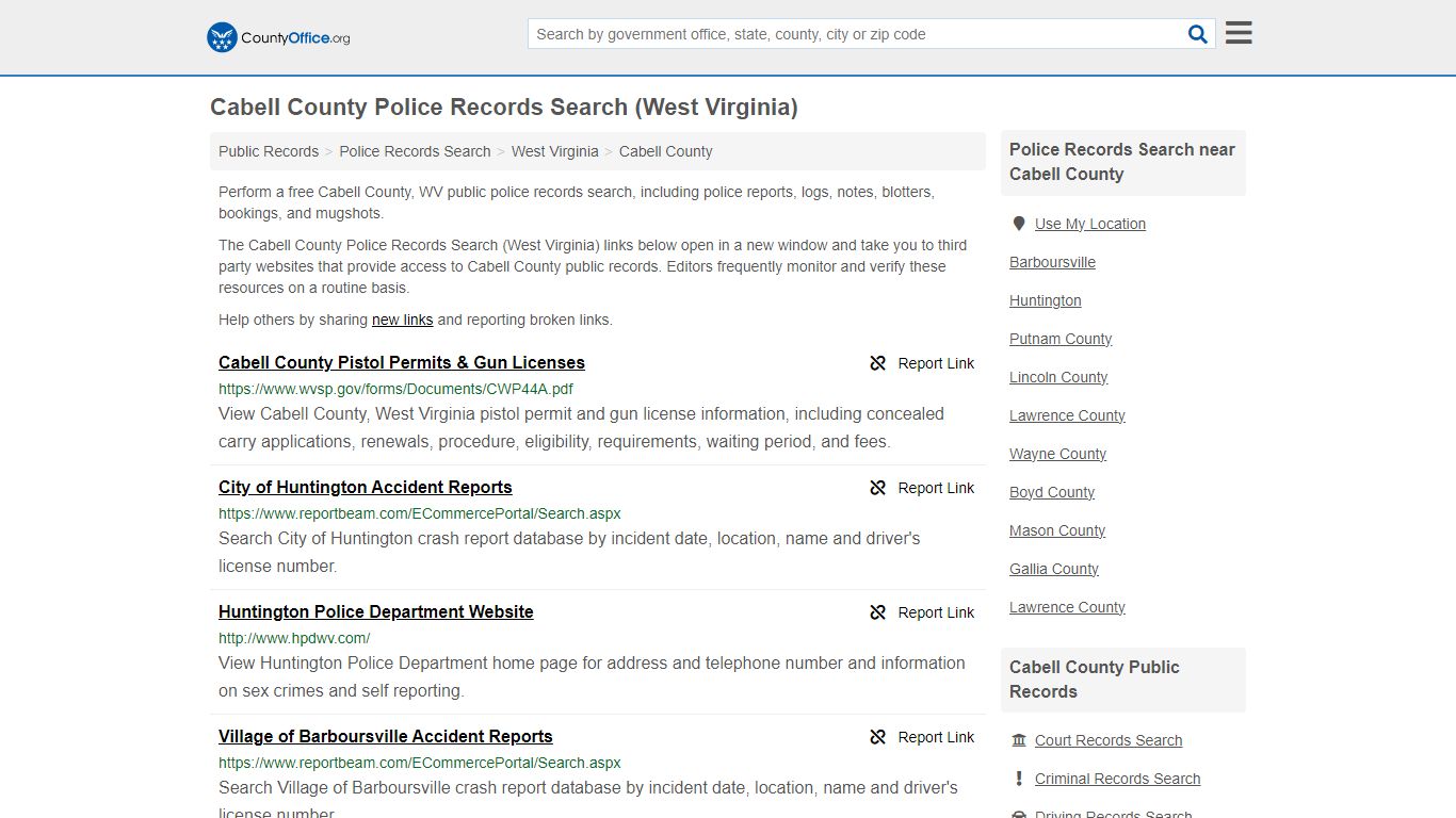 Police Records Search - Cabell County, WV (Accidents & Arrest Records)